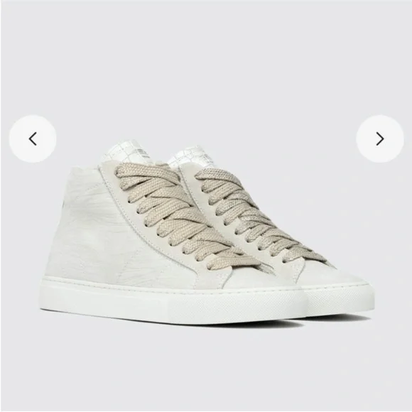 P448 Star White Zebra Hightop Sneaker size EU 39 US 9 EUC - Picture 1 of 11